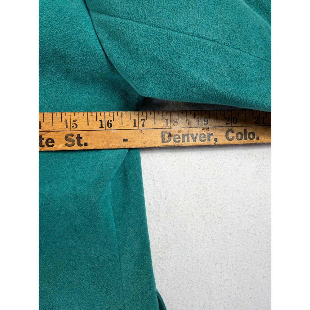 Vintage Teal Faux Suede Skirt Suit Set Blazer & Midi Skirt Green 2 Piece - Picture 8 of 16